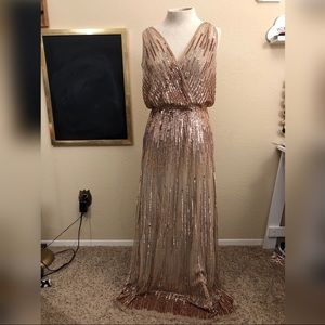 Adrianna Papell “surplice” beaded gown